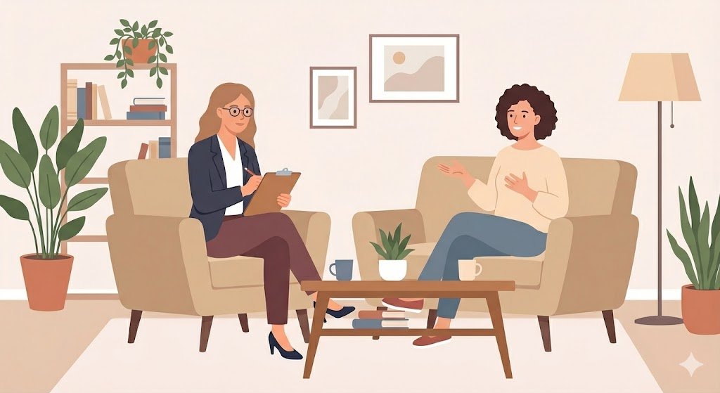 Ilustração de sessão de terapia
